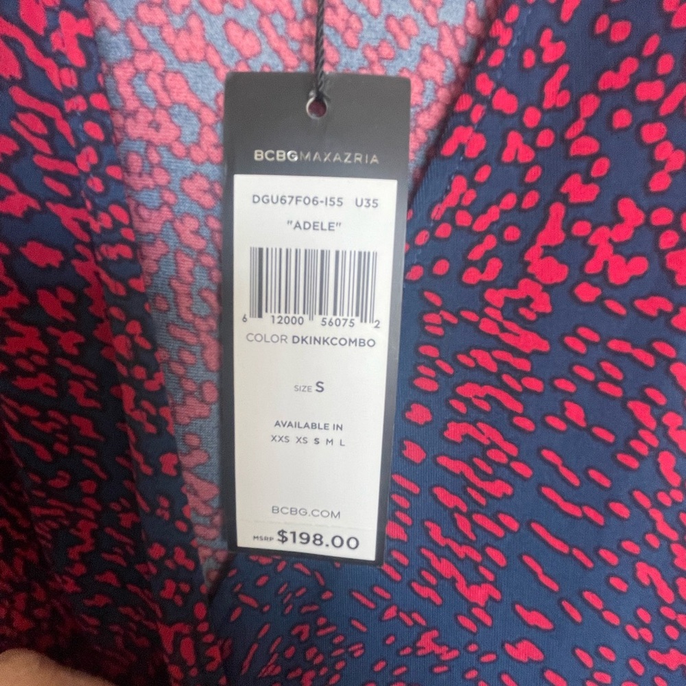 BCBGMaxAzria Red and Blue Patterned Wrap Dress - Picture 3 of 5